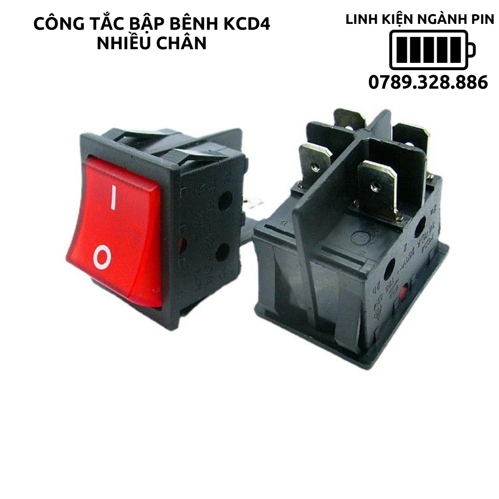 Công tắc bập bênh KCD4 16A 250VAC 4 chân có đèn