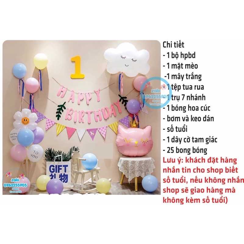 sét trang trí sinh nhật đơn giản cho bé yêu