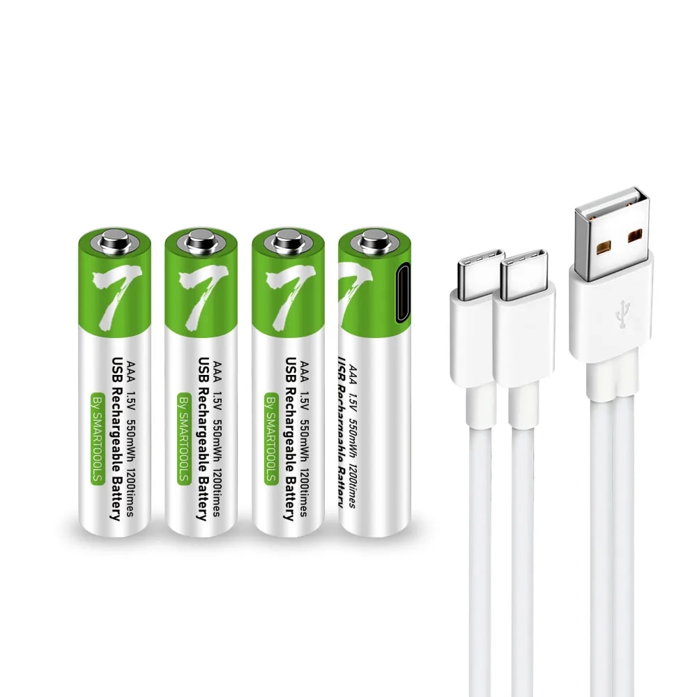 【Hot deal】 Smartoools 1.5v Aaa 550 Mwh Usb Rechargeable Li-Ion For Remote Control Wireless Mouse Toy Type_c Cable Charger