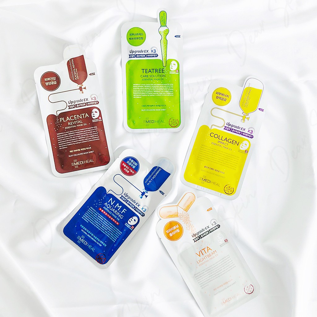 Combo 10 Mặt nạ Mediheal Essential Mask Ex 24ml ( Teatree, Placenta, Collagen, Vita Lightbeam)