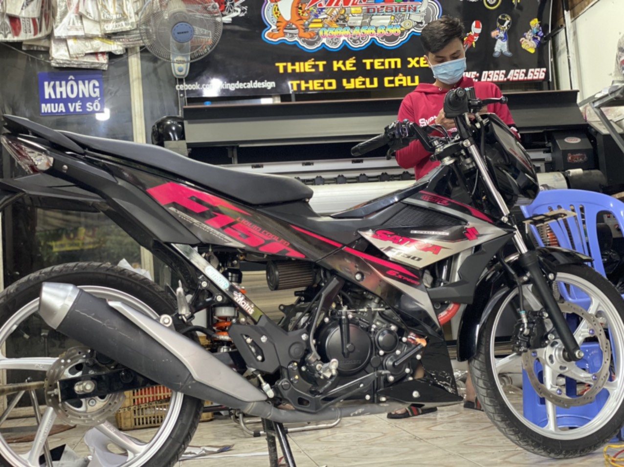 Tem Rời Candy cao cấp Satria màu đen hồng bạc