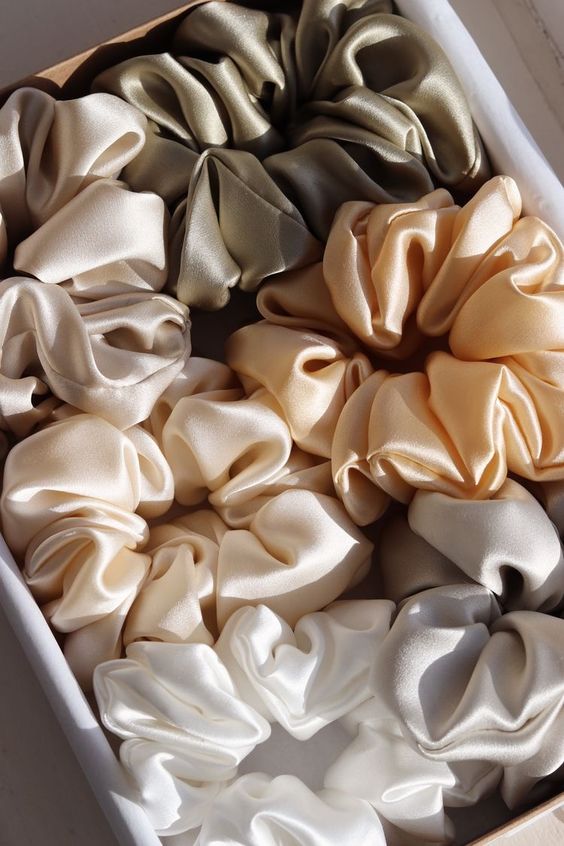 Dây cột tóc vải scrunchies lụa cao cấp màu da pastel, nude, nhiều size