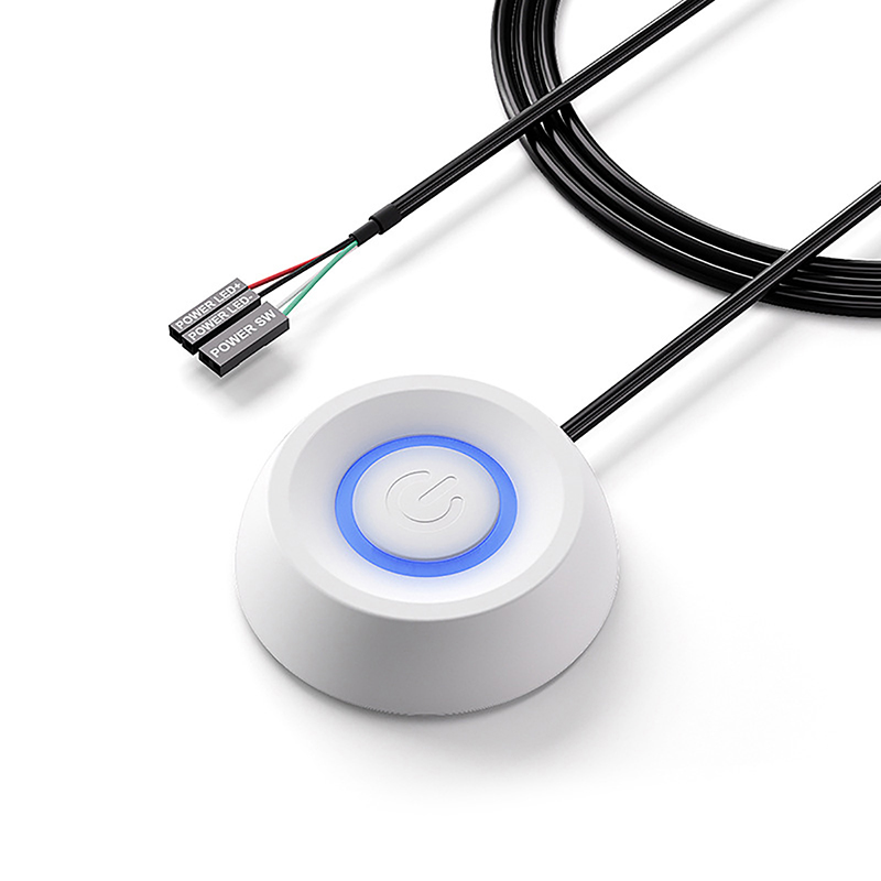 【Eco-friendly】 Desktop Computer Switch Push Button PC Motherboard External Start Power Button Extension Cable Computer Round Startup Switch XUANTING.