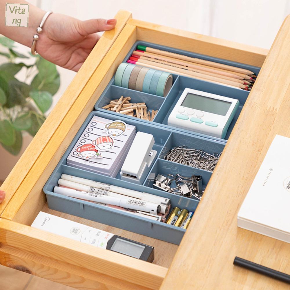 VITANG 1Pcs 4 Grids Household Cosmetics Makeup Dustproof Dirt-proof Multi-cell Makeup Organizer Drawer Organizer Cosmetics Container Storage Box