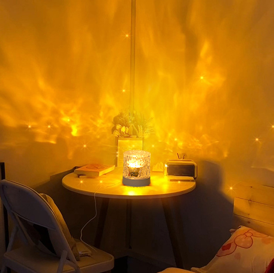 Nightlight ins Dynamic water ripple atmosphere Creative Bedroom bedside flame lamp