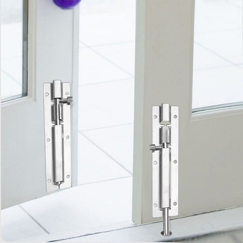 1.5-6 Inch Long Silver Stainless Steel Door Latch Solid Sliding Lock Bolt Latch Hasp Staple Window Cabinet Gate Safety Lock Door Bolts