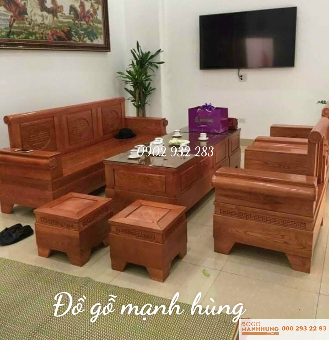 Bộ bàn ghế salon gỗ sồi mẫu mới miễn phí giao hàng lắp đặt tại HCM, giá xưởng.