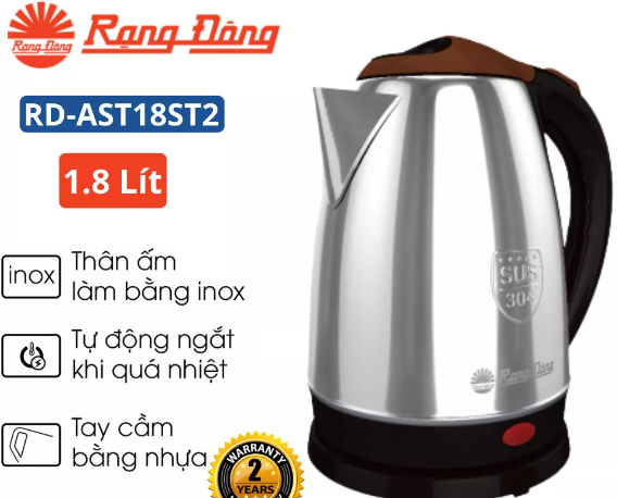 [Nhập RS0722 giảm 30k cho đơn 99k]Ấm điện siêu tốc Rạng Đông 1.8L- RD-AST18ST2