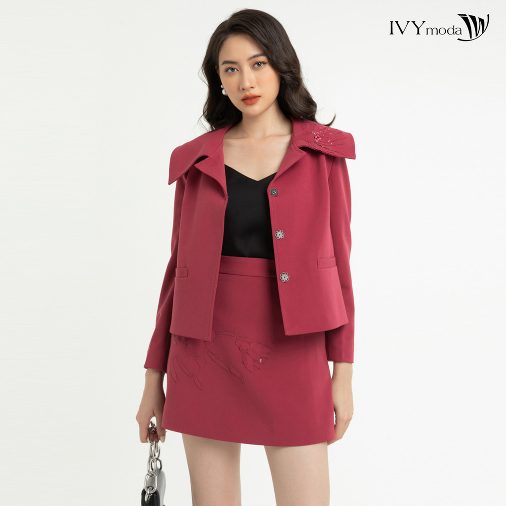 [10.10 -12.10 | VOUCHER 10% ĐƠN 499K] Áo khoác đính hoa nổi IVY Moda MS 67B9163