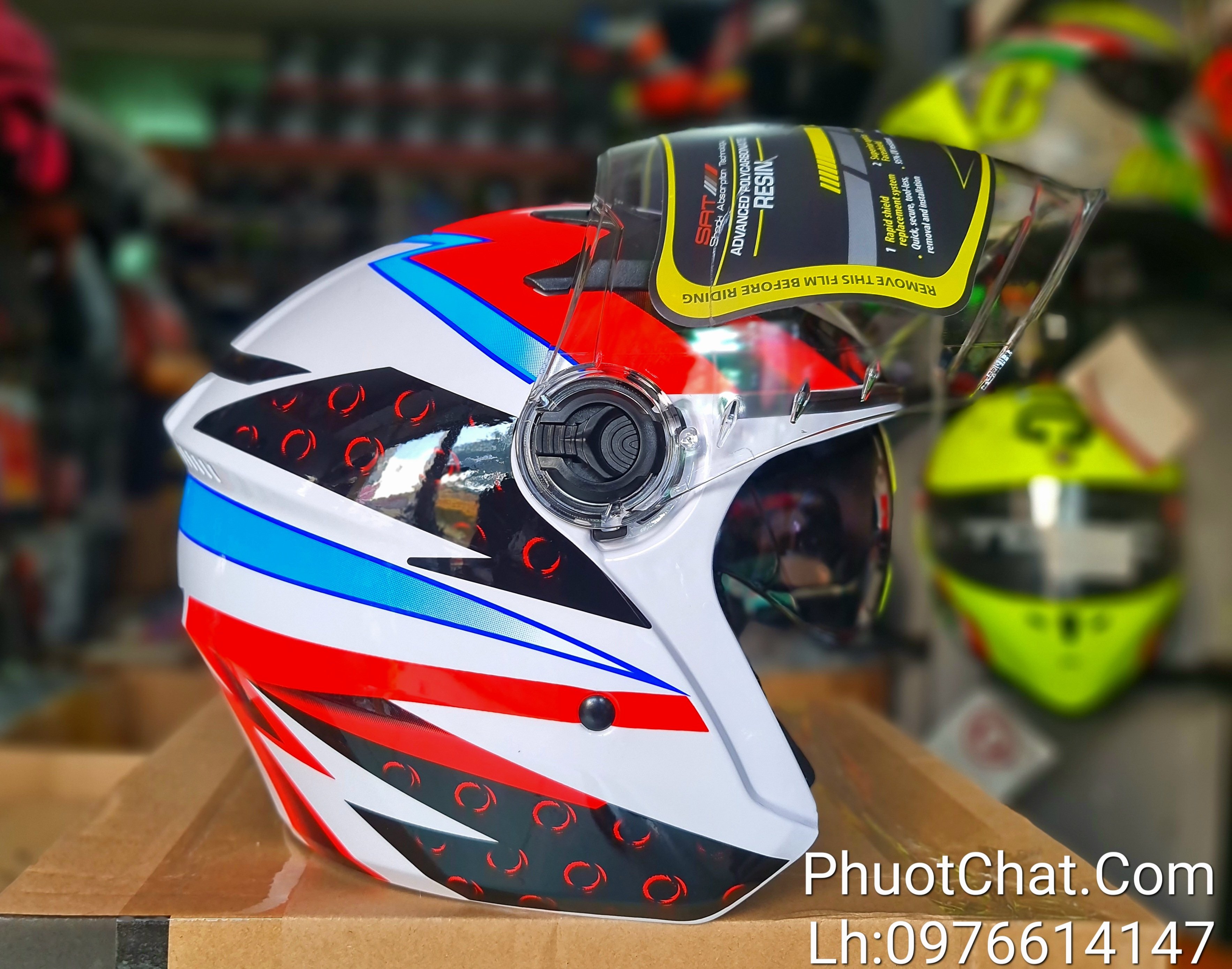 Nón bảo hiểm 3/4 2 kính M268 tem Dragon boy chính hãng cao cấp