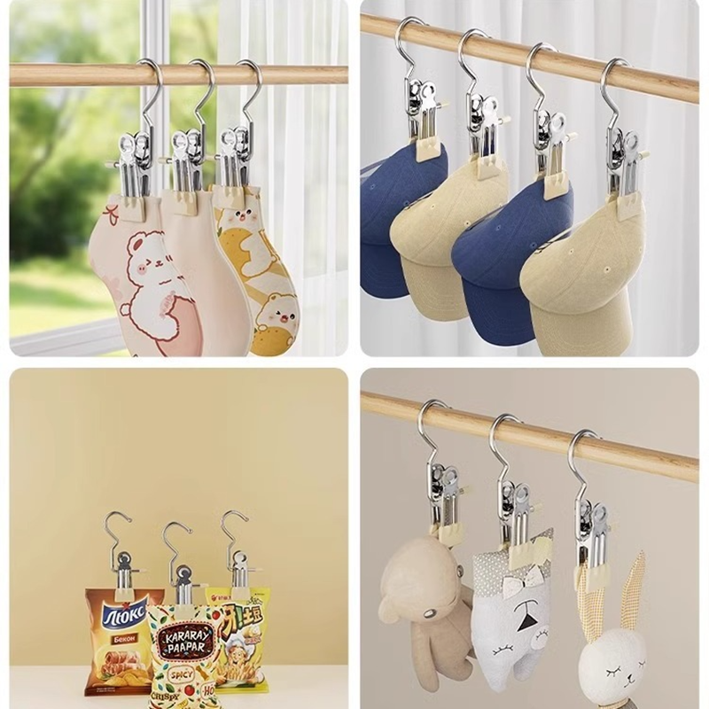 Non-marking hook, clothes clip, multifunctional single hook jacket clip, hat socks, windproof pants clip, with hook, drying clip