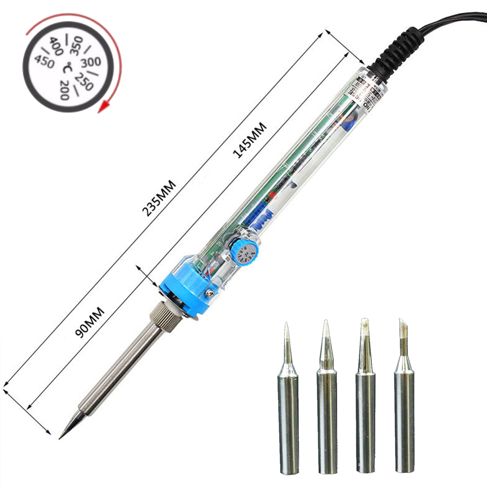 Mỏ hàn chì điều chỉnh nhiệt độ No.907 60W sửa chữa điện tử VÀ 4 đầu hàng khác nhau