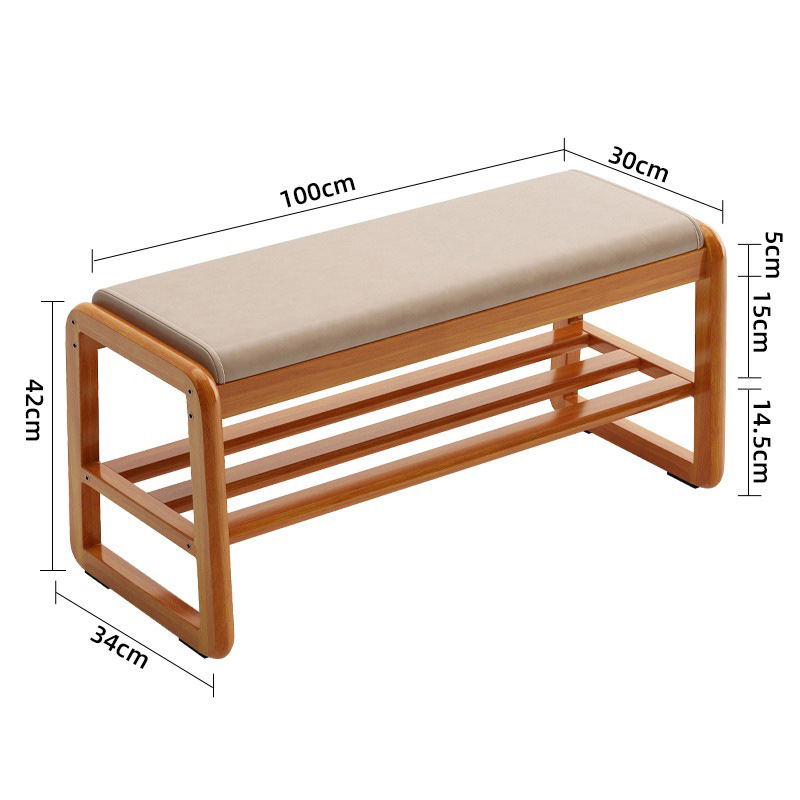 At the door of the home, the solid wood shoe stool can be used to sit on the shoe rack to enter the door, and the simple entrance to store the shoe cabinet and wear the shoe stool at the entrance