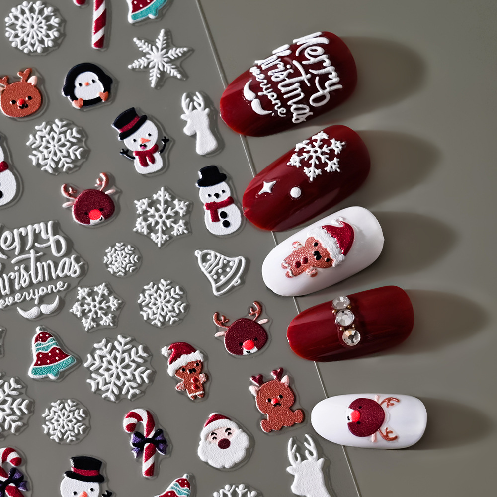 Sticker Nail 5D Lụa Nổi | Giáng Sinh Noel 2024 | Hình Dán Móng Tay