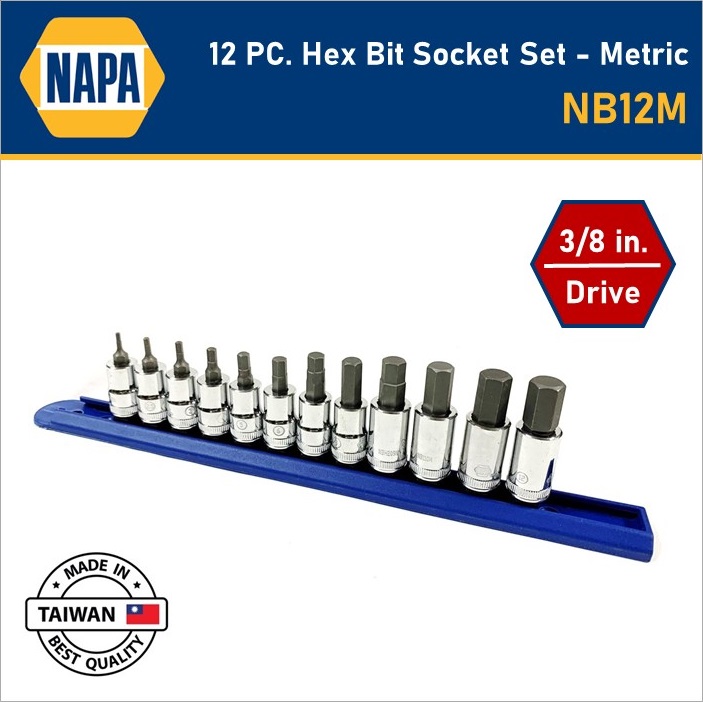 Napa NB12M 12pc Metric Hex Bit Socket Set 3/8" Drive 
