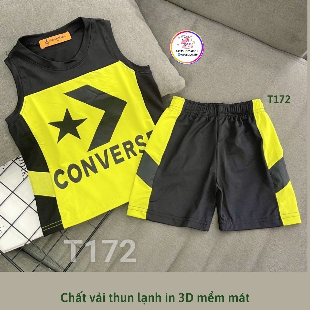 Bộ bé trai đại cồ thun lạnh in 3D thể thao cá tính T172