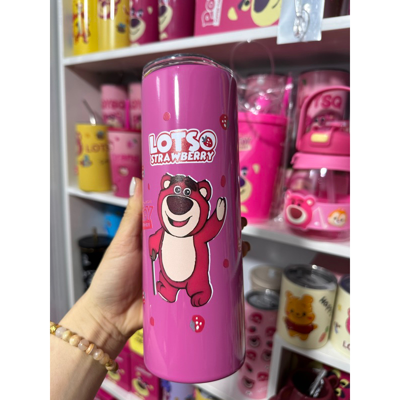 Bình nước gấu dâu lotso giữ nhiệt ma 2 - ly giữ nhiệt gấu dâu lotso - bình giữ nhiệt gấu dâu lotso - 600ml - inox 304
