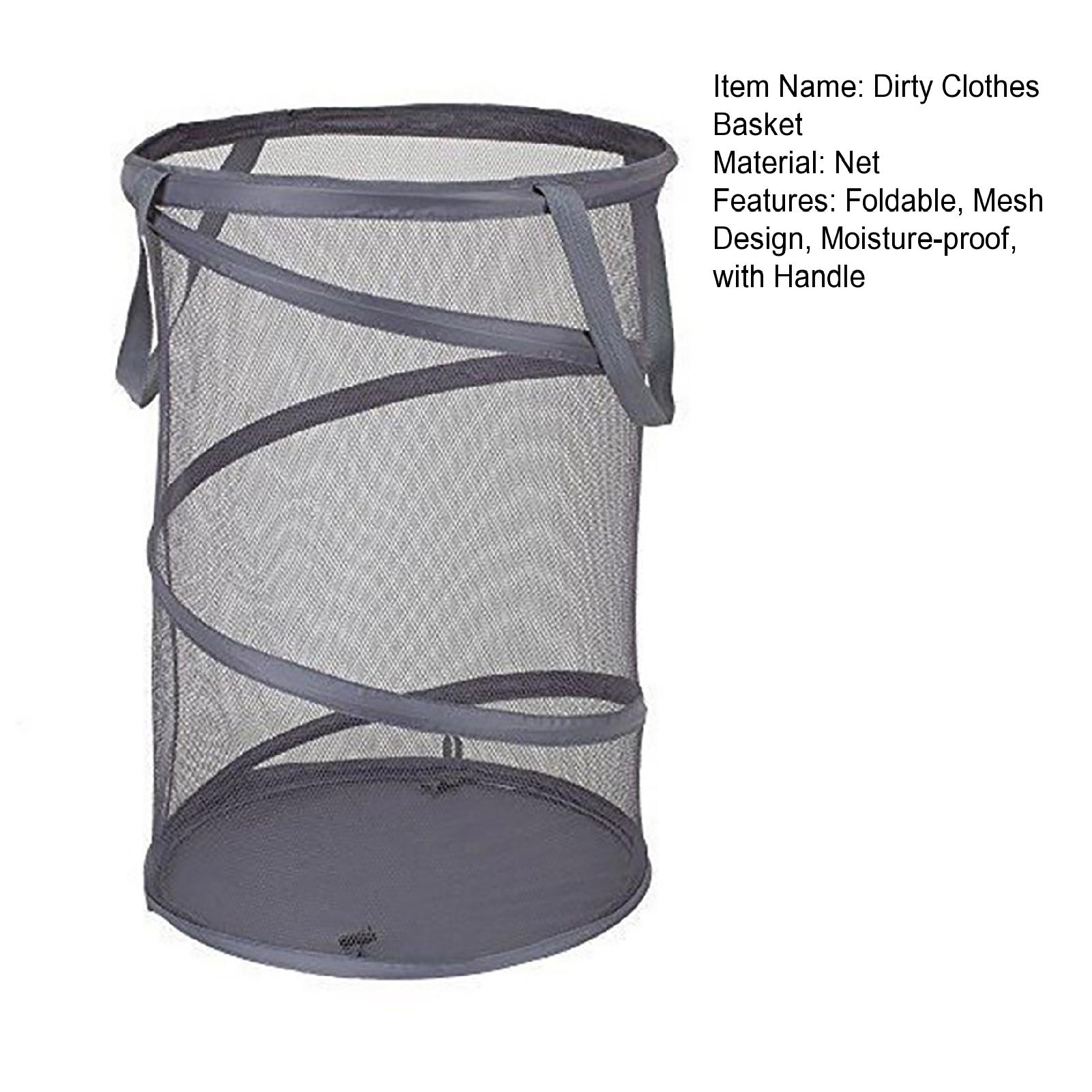 youlianba Dirty Clothes Basket Sturdy Laundry Basket Foldable Mesh Laundry Basket Space-saving Moisture-proof Design with Handle Portable 60l Dirty Clothes Hamper