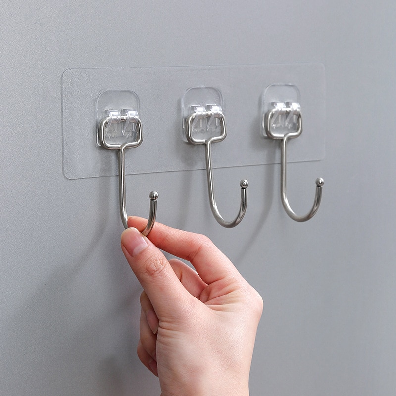 10 Pairs Double Sided Adhesive Wall Hooks Hanger Waterproof