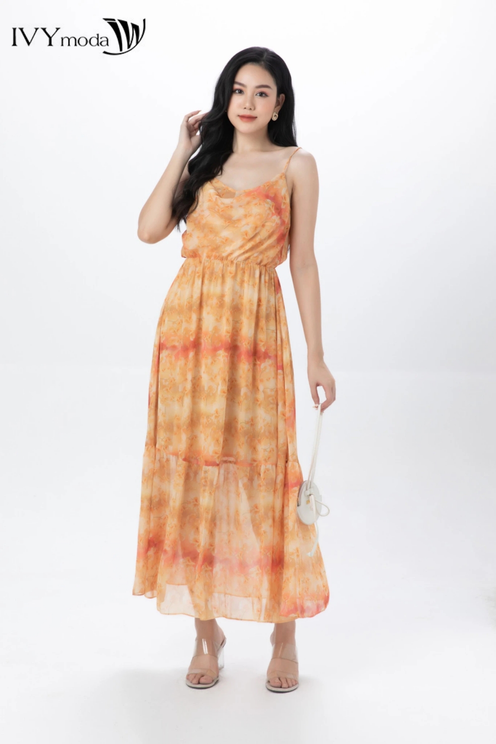 Đầm lụa hoa đậu thơm- Sweet Pea Dress IVY moda MS 41B9301
