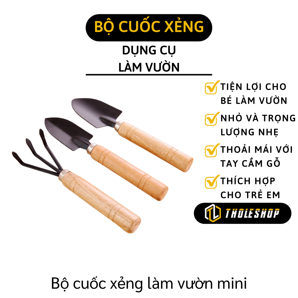 Bộ cuốc xẻng làm vườn mini - Bộ cuốc xẻng mini trồng cây cảnh - Bộ cuốc xẻng mini 3 món
