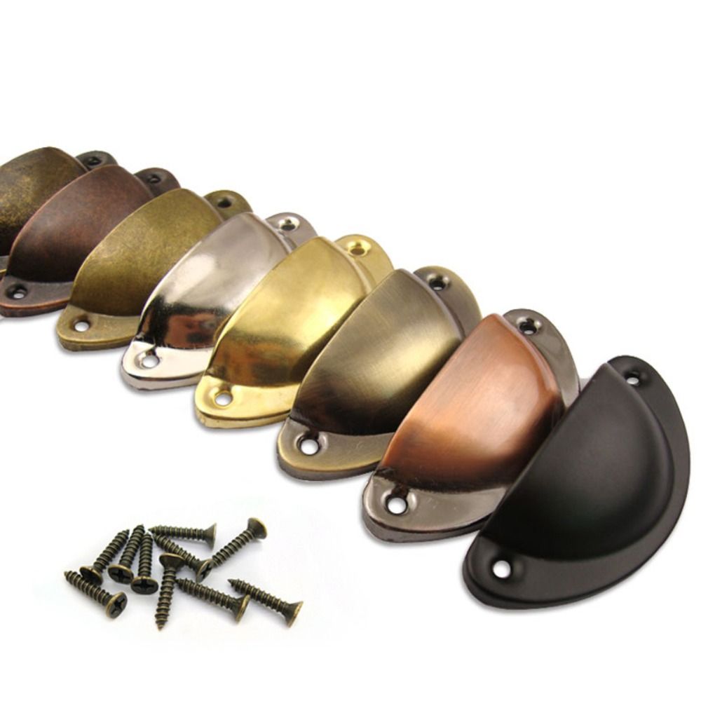 DJRGS Shell 2PCS Antique Door Knob Pull Handle Wardrobe Drawer Handle Door Handle Furniture Knobs Cupboard Handle