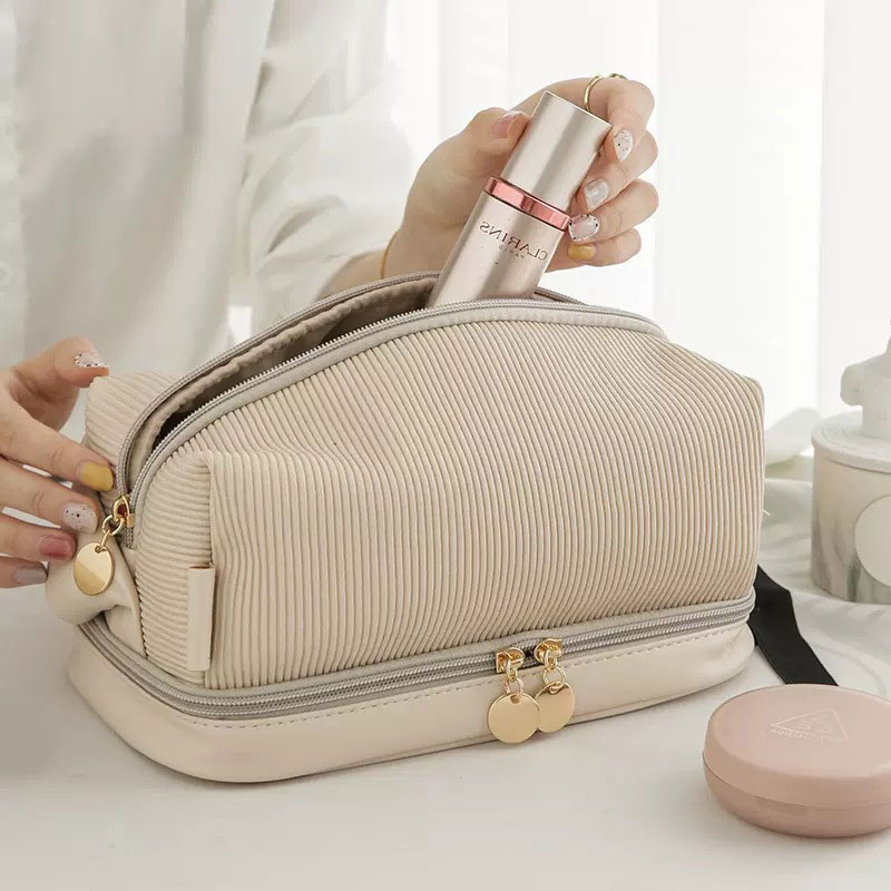 Movi Katie Women's cosmetic bag large capacity double layer women's portable travel hand-held storage bag
