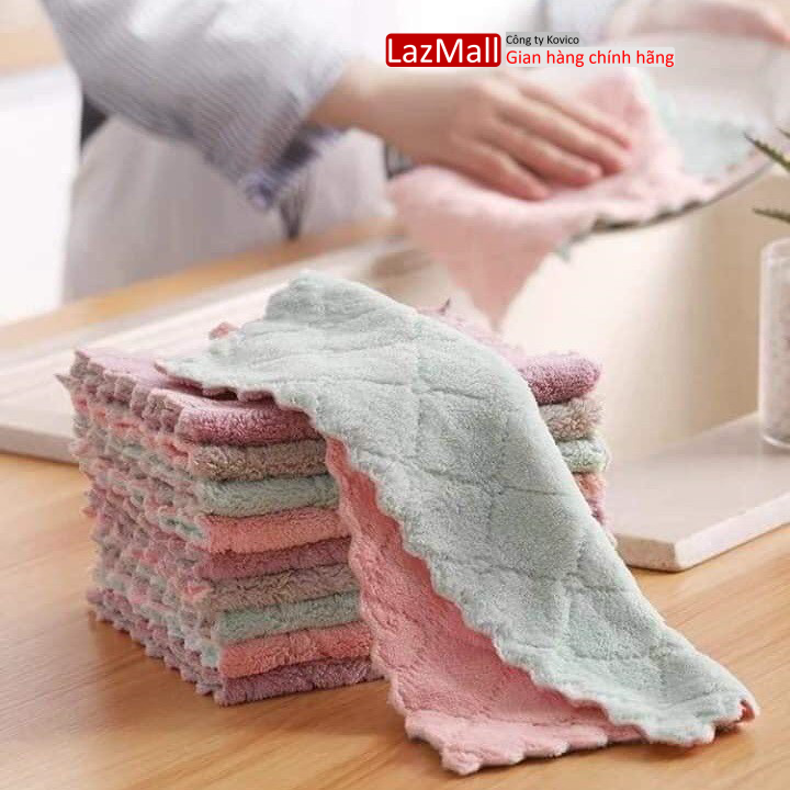 Combo 10 tấm khăn lau bếp sunzin đa năng 2 mặt siêu thấm hút lau bếp hoặc lau bát lau tay