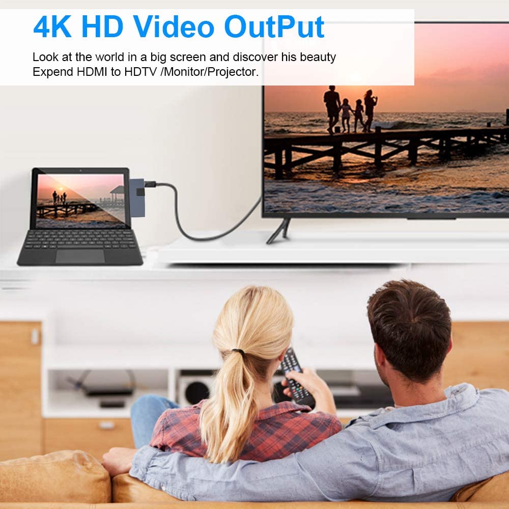 Surface Pro Dock for Microsoft Surface Pro 6/Pro 5/Pro 4 Hub Docking Station USB3.0 Port HDMI SD/TF Card Reader Adapter RJ45 Lan