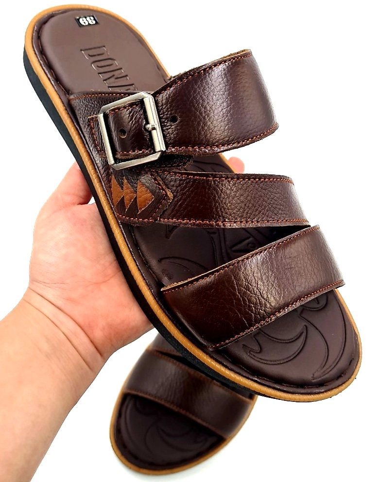 Dép Nam Da Bò Thật 100%, Thiết Kế 3 Quai Thời Trang, Đế Cao Su Êm Siêu Đẹp Độ Bền Cao, Kiểu Dáng Năng Động Trẻ Trung Dễ Phối Trang Phục V.3QL