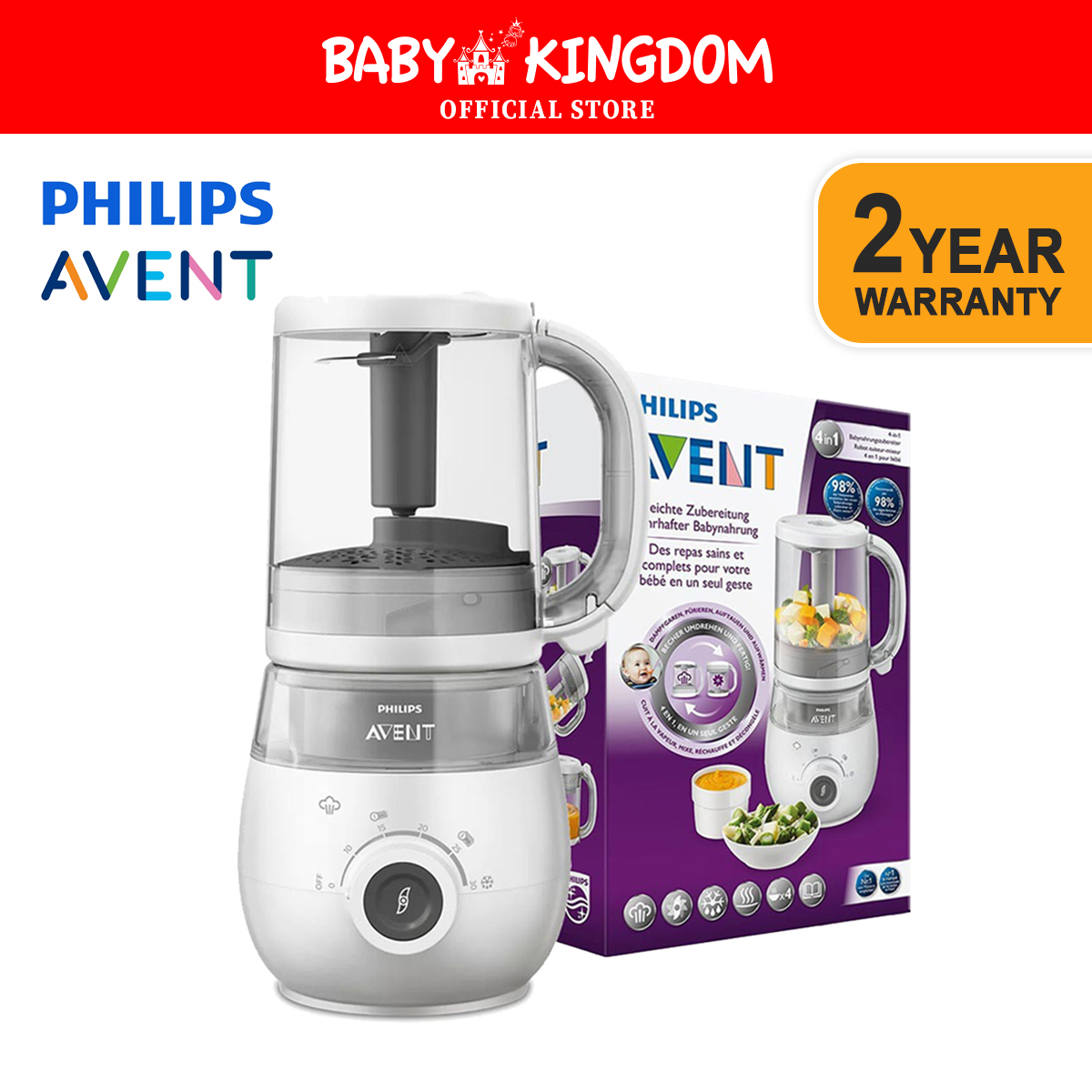 Food Processor Avent Philips In Premium 4-in-1 Baby Food Steamer