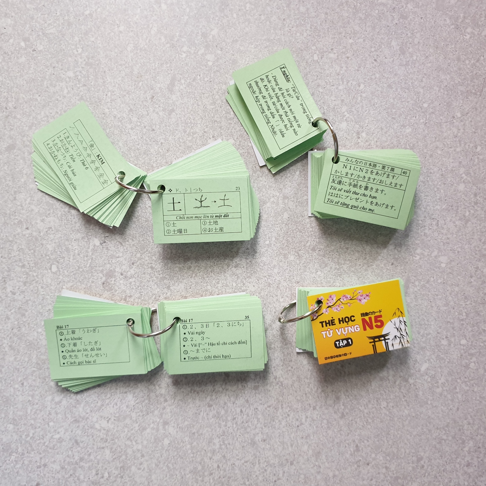 BỘ FLASHCARD N5 - THẺ HỌC TIẾNG NHẬT - 4 XẤP BẢN MỚI