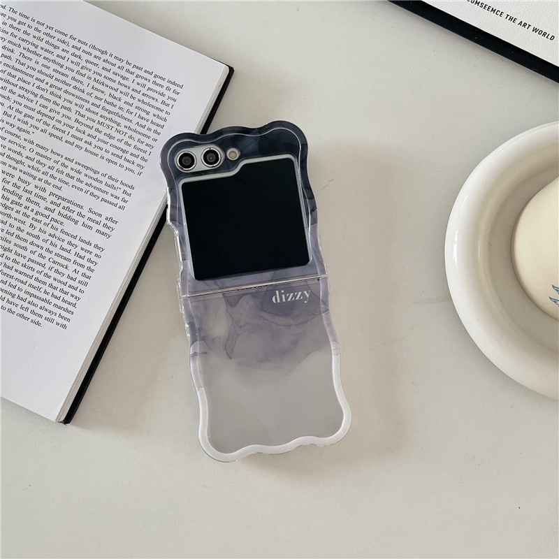 Black Bow Marble Print Bracelet Phone Case For Samsung Galaxy Z Flip 3 4 5 Z Flip5 ZFlip5 Wave Shockproof Back Cover Cases
