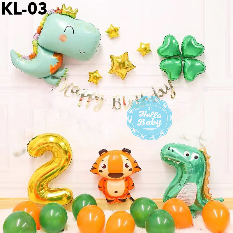 Set bóng trang trí chủ đề khủng long - KL (Bơm Bóng + Băng Keo Chuyên Dụng)