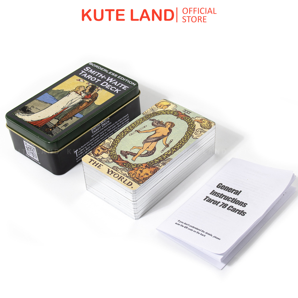 Bộ Bài Smith Waite Tarot Borderless Edition Hộp Thiếc 78 Lá Tặng Link Tiếng Việt Và Đá Thanh Tẩy