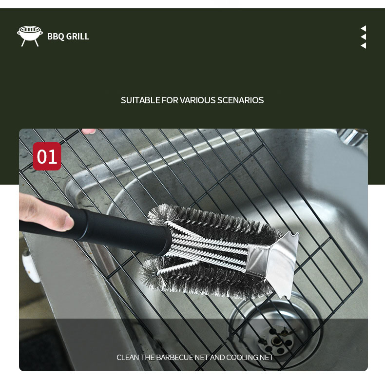 Stainless steel cleaning brushes, kitchen cleaning tools, pot bottoms, decontamination wire brushes, grill grill nets, wire brushes