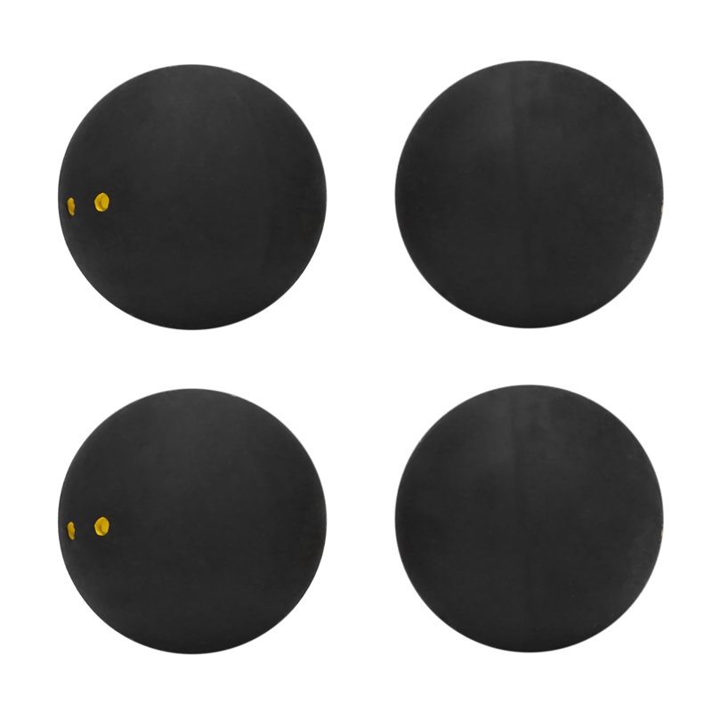 Squash Ball Two-Yellow Dots Low Speed Sports Rubber Balls Professional Player Competition Squash(4 Pcs )