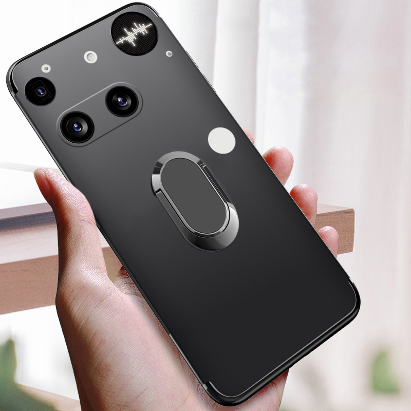 For Nothing Phone 3 Phone Case Soft Silicone Metal Ring Kickstand Bracket 360 Degree Rotation Car Holder for Nothing Phone 3A Pro Cover Casing HP