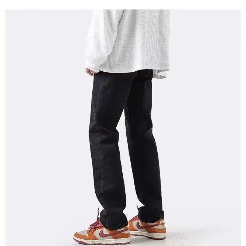 LIVE GREAT Men's solid color denim casual trousers American Basic Straight Drape Jeans
