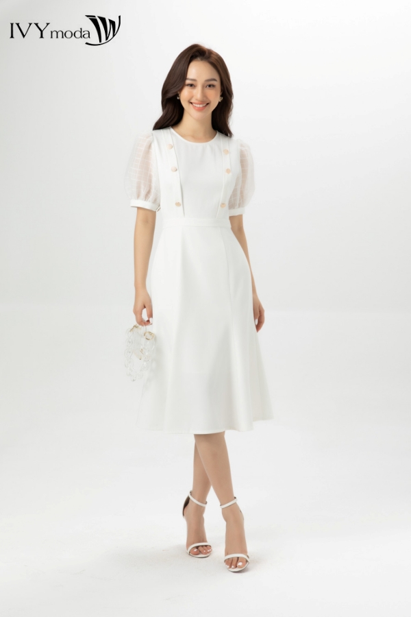 Đầm đuôi cá tay bồng IVY moda MS 48M7374