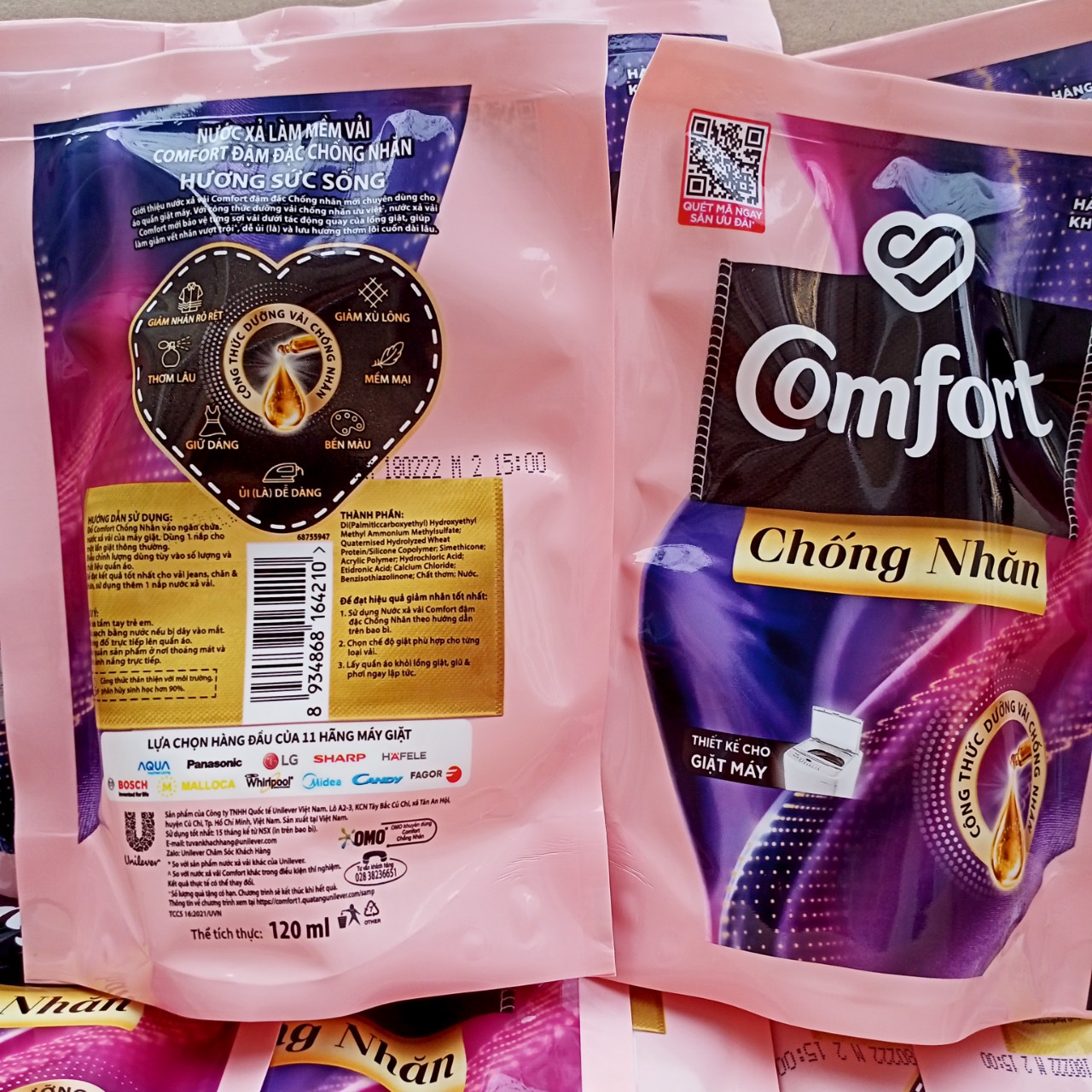5 Bịch Nước Xả Vải Comfort Đậm Đặc 120ml / Bịch
