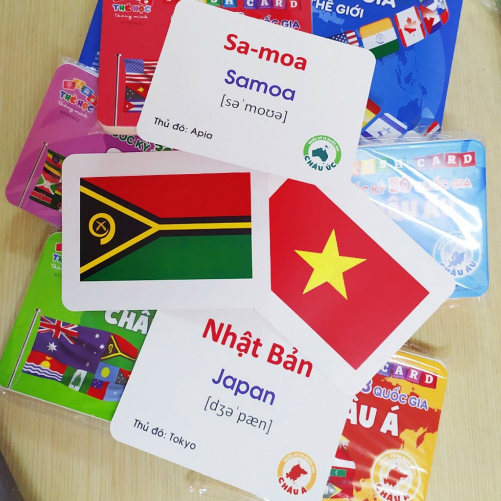 Bộ Thẻ Cờ Các Nước Và Quốc Kỳ Các Quốc Gia Trên Thế Giới Giúp Bé Phát Triển Trí Nhớ Và Rèn Luyện Kĩ Năng Flashcard Song Ngữ Anh - Việt Cho