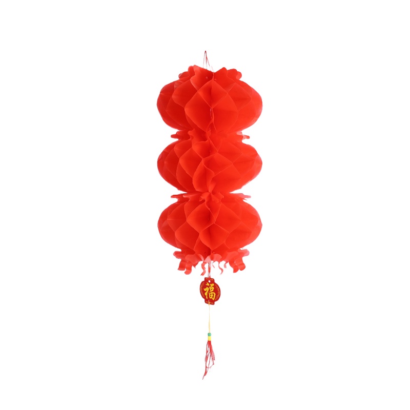 Foldable Waterproof Paper Hanging Lanterns String Luck Paper Lanterns Chinese New Year Spring Festival Party Home Decoration