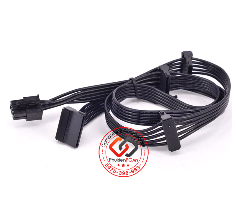 6pin PSU modular out 4 SATA power cable for HDD, SSD, dvb-dvd Sata computer PC, industrial computer, Sync