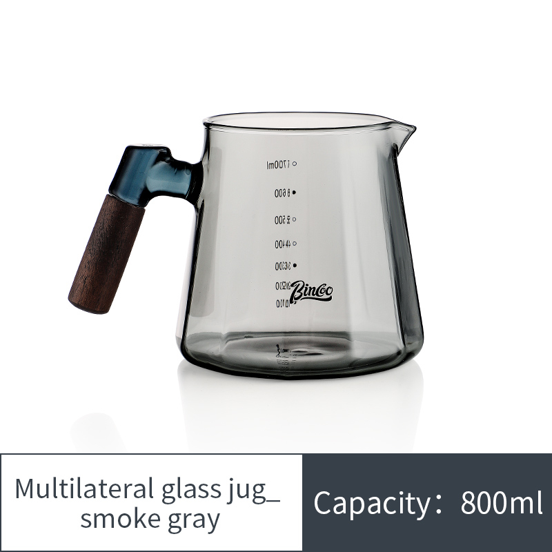 BINCOO Glass Coffee Pot Hand-brewed Coffee Sharing Pot 800ML with Scale Heat-resistant Multi-function Coffee Brewing Pot