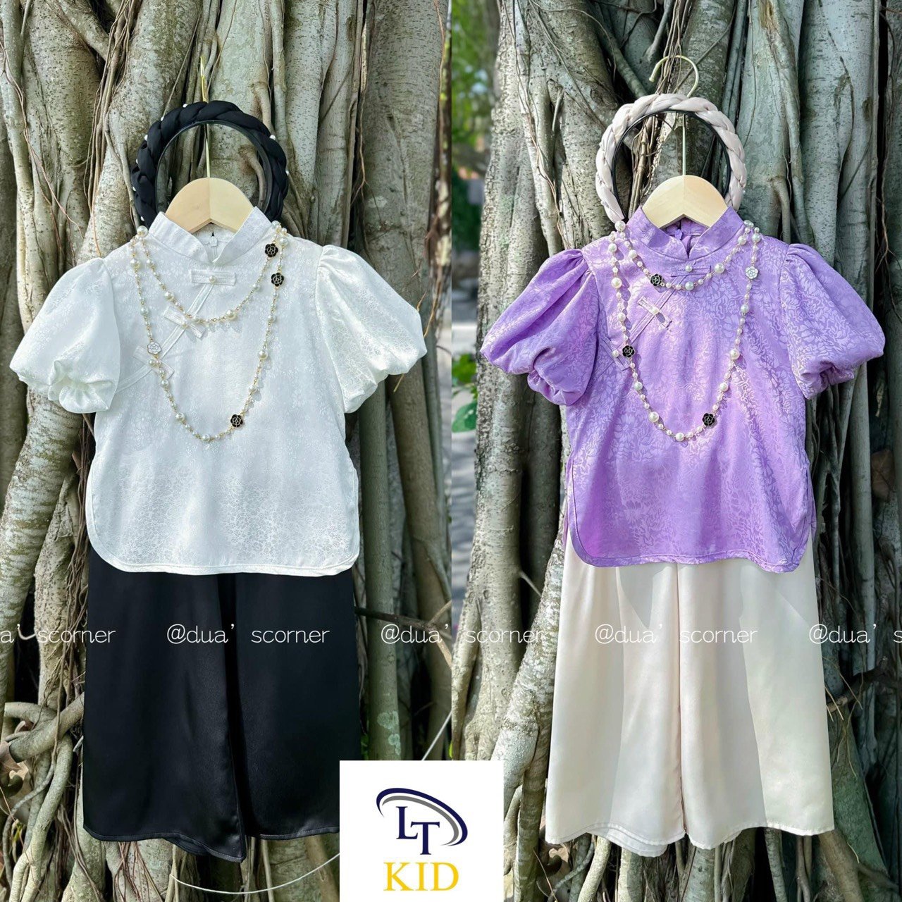 Mẫu thiết kế tặng cài tóc set bà ba lụa cách tân