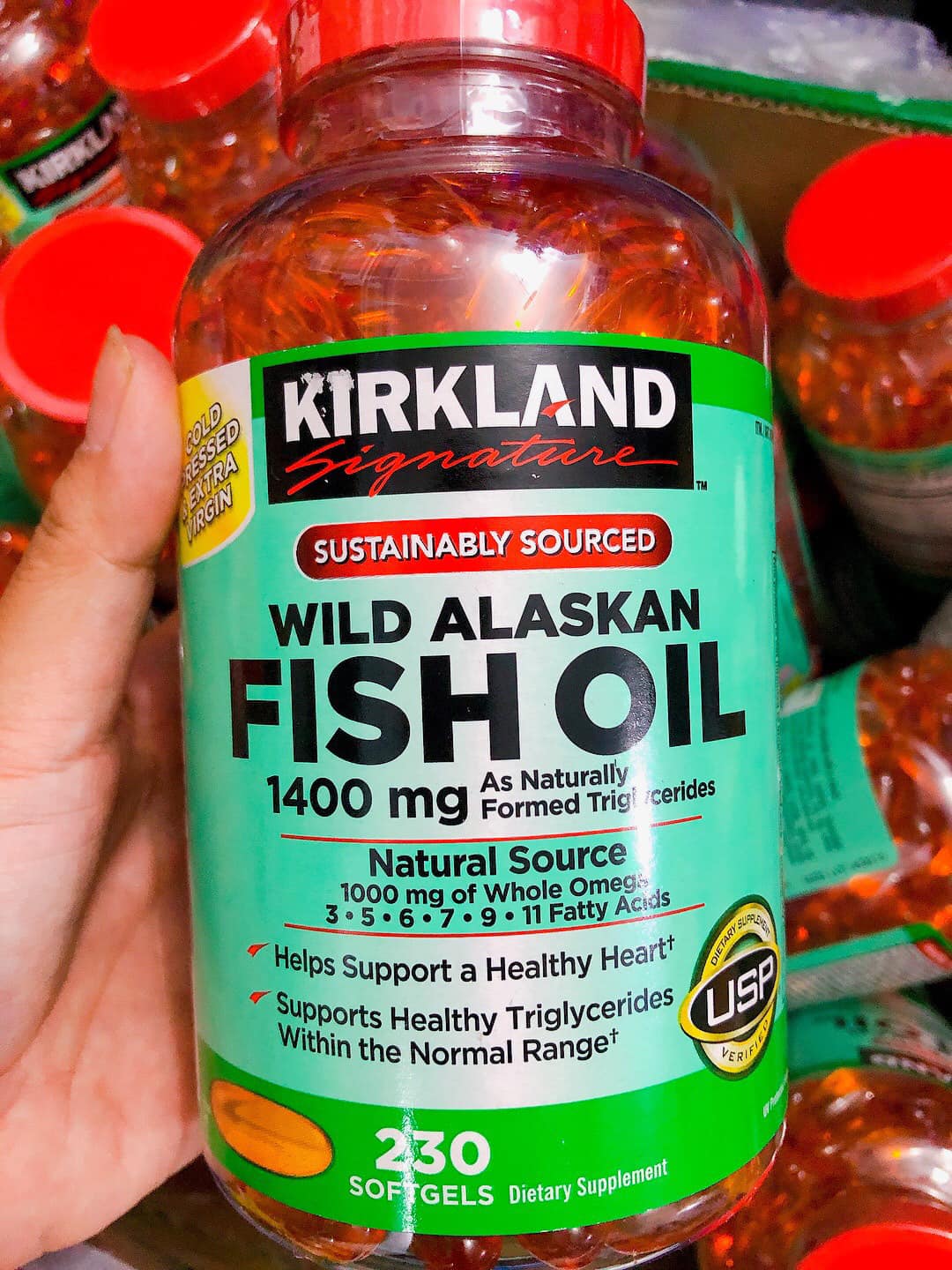 Dầu cá fish oil alaska omega 3-5-6-7-9-11 kirkland 1400mg
