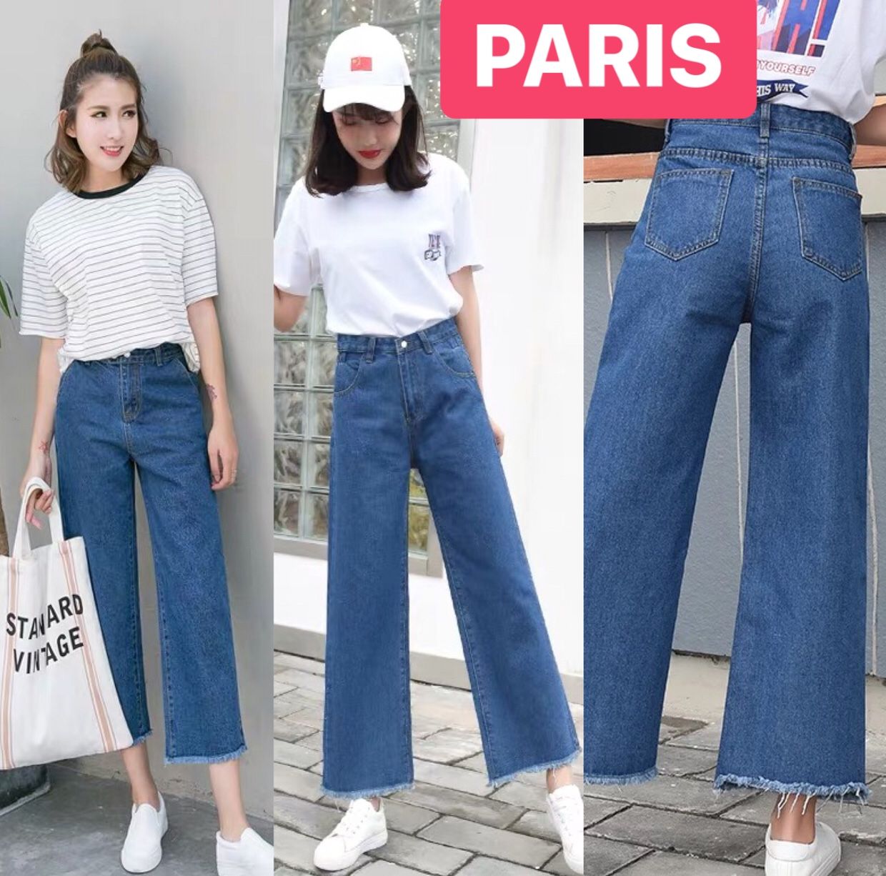QUẦN BAGGY JEAN NỮ CHẤT BÒ XANH ỐNG SUÔNG RỘNG LOE LƯNG CẠP CAO NÂNG MÔNG CỰC HOT TREND 2022 CAO CẤP - PARIS FASHION