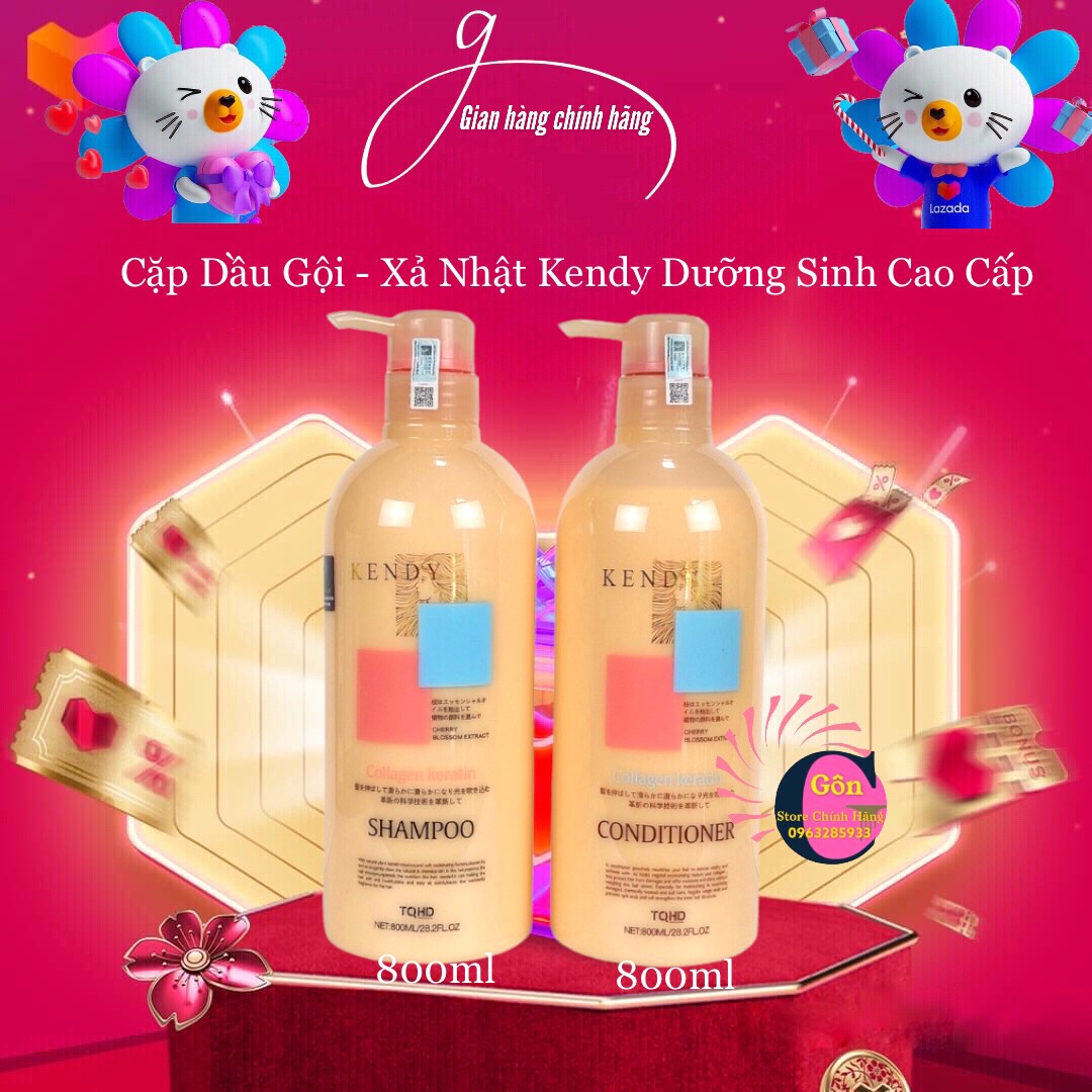 Cặp Dầu Gội Xả Nhật Kendy Dưỡng Sinh Cao Cấp 800ml