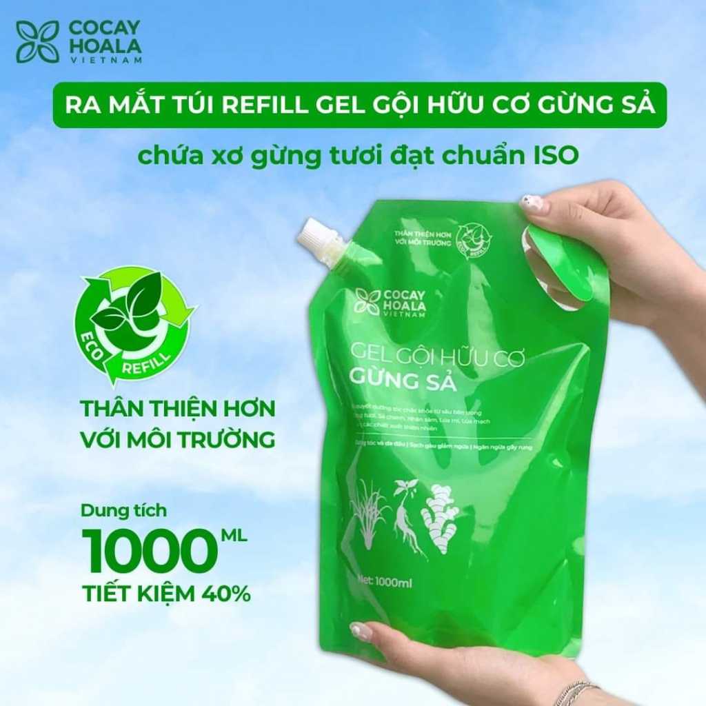 Dầu gội hữu cơ gừng sả cỏ cây hoa lá - ngăn dầu bết tóc và giảm gàu ngứa1000ml